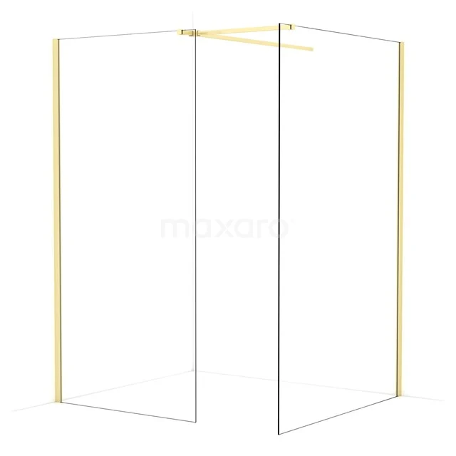 Diamond begehbare Dusche | 130x100 cm Helles Gold  2 feste Wände IDB1013510LG