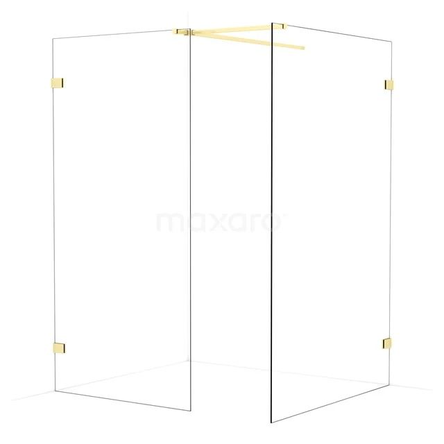 Diamond Walk-in shower | 130x100 cm Light gold Clear glass 2 fixed walls IDB1013520LG