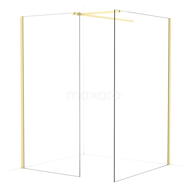 Diamond Walk-in shower | 140x100 cm Light gold Clear glass 2 fixed walls IDB1014510LG