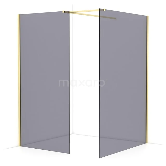Diamond Walk-in shower | 140x100 cm Light gold Smoke glass 2 fixed walls IDB1014511LG