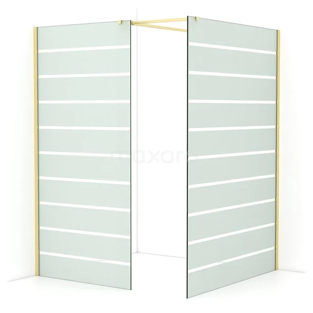 Diamond Walk-in shower | 140x100 cm Light gold Clear with matt stripes 2 fixed walls IDB1014516LG