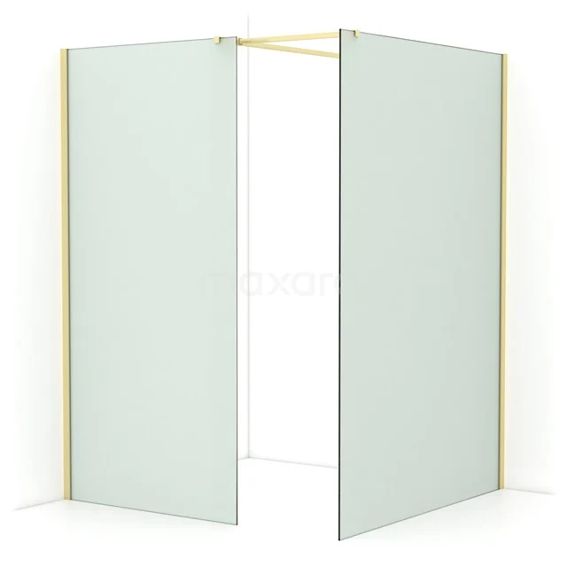 Diamond Walk-in shower | 140x100 cm Light gold Frosted glass 2 fixed walls IDB1014517LG