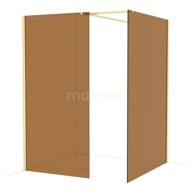 Diamond Walk-in shower | 140x100 cm Light gold Bronze glass 2 fixed walls IDB1014519LG Diamond Walk-in shower | 140x100 cm Light gold Bronze glass 2 fixed walls IDB1014519LG