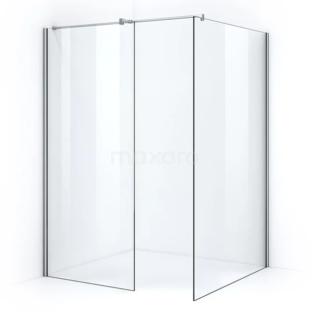 Pearl Walk-in shower | 140x90 cm Chrome Clear glass 2 fixed walls IPB0914400CN Glass corner shower enclosure, transparent panels with minimalist design, ideal for a modern bathroom.