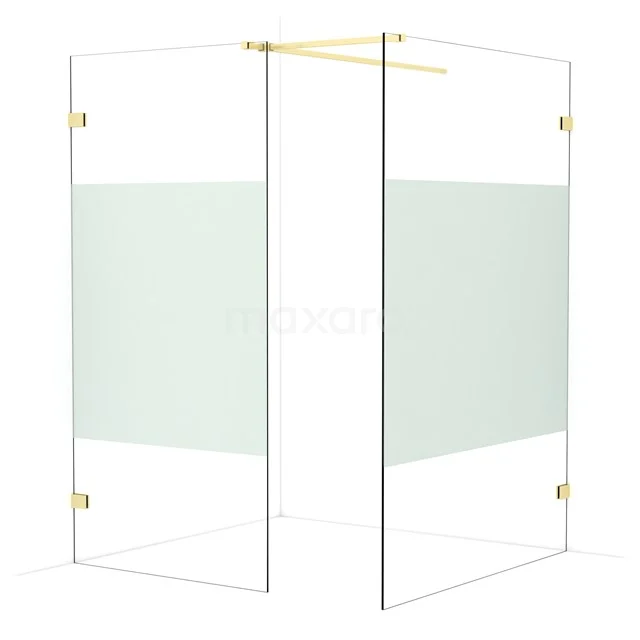 Diamond Walk-in shower | 140x100 cm Light gold Clear with matt strip 2 fixed walls IDB1014523LG