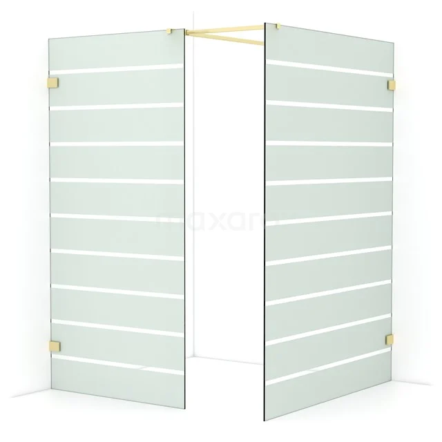 Diamond Walk-in shower | 140x100 cm Light gold Clear with matt stripes 2 fixed walls IDB1014526LG