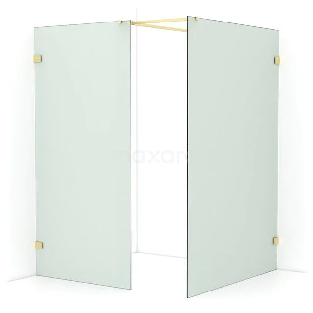 Diamond Walk-in shower | 140x100 cm Light gold Frosted glass 2 fixed walls IDB1014527LG