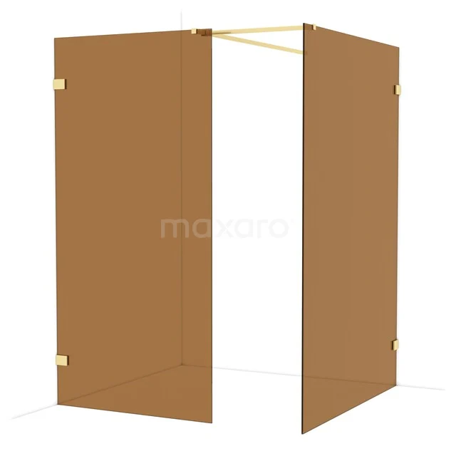 Diamond Walk-in shower | 140x100 cm Light gold Bronze glass 2 fixed walls IDB1014529LG Diamond Walk-in shower | 140x100 cm Light gold Bronze glass 2 fixed walls IDB1014529LG