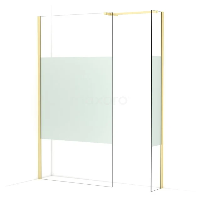 Diamond Walk-in shower | 110x30 cm Light gold Clear with matt strip 2 fixed walls IDB1103513LG