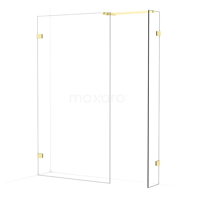 Diamond Walk-in shower | 110x30 cm Light gold Clear glass 2 fixed walls IDB1103520LG