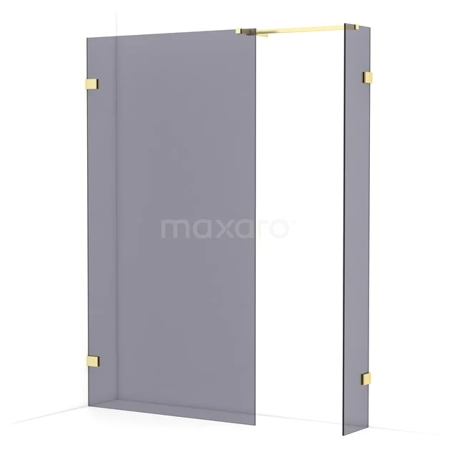 Diamond Walk-in shower | 110x30 cm Light gold Smoke glass 2 fixed walls IDB1103521LG