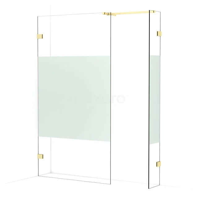 Diamond Walk-in shower | 110x30 cm Light gold Clear with matt strip 2 fixed walls IDB1103523LG
