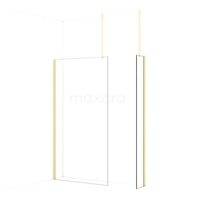 Diamond Walk-in shower | 110x30 cm Light gold Clear glass 2 fixed walls IDB1103910LG