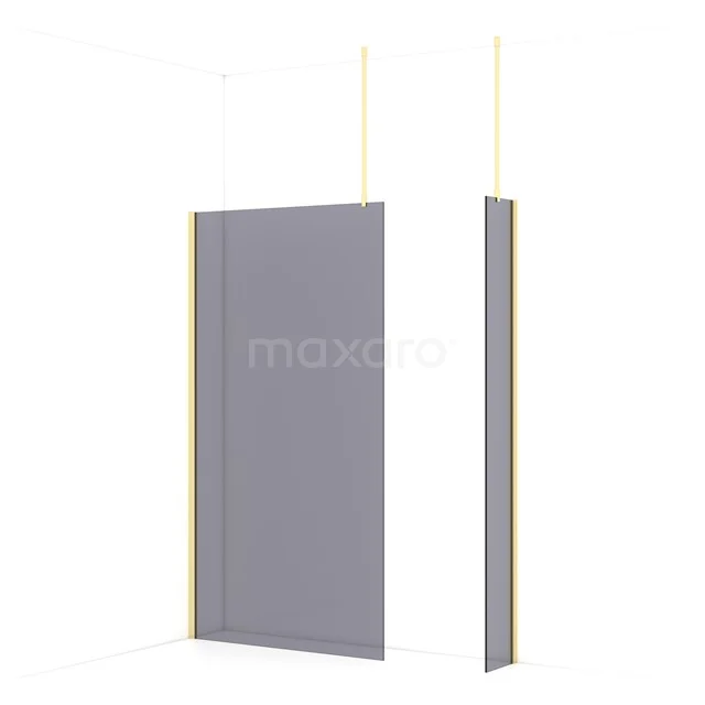 Diamond Walk-in shower | 110x30 cm Light gold Smoke glass 2 fixed walls IDB1103911LG