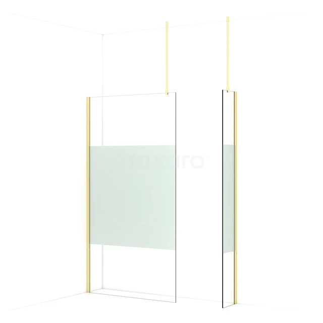 Diamond Walk-in shower | 110x30 cm Light gold Clear with matt strip 2 fixed walls IDB1103913LG