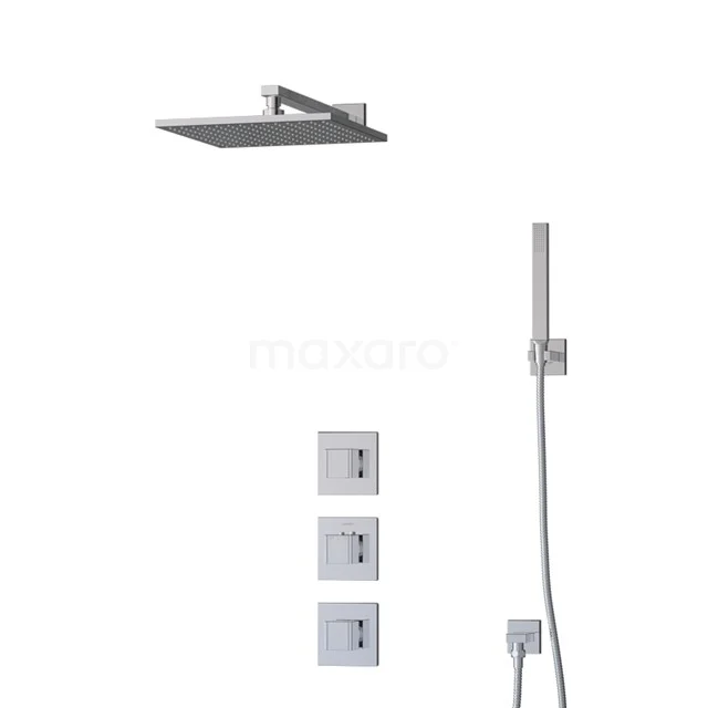 Edelstahl Regenduschen Duschset mit rechteckigem Designkopf, Handbrause und Einbauschaltern; luxuriöse Ergänzung für jedes moderne Badezimmer.