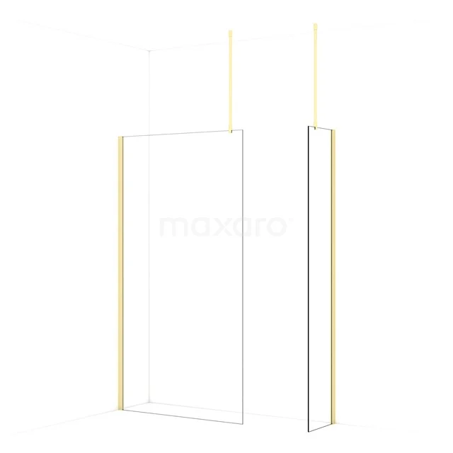 Diamond Walk-in shower | 110x40 cm Light gold Clear glass 2 fixed walls IDB1104910LG