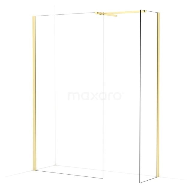 Diamond Walk-in shower | 110x50 cm Light gold Clear glass 2 fixed walls IDB1105510LG