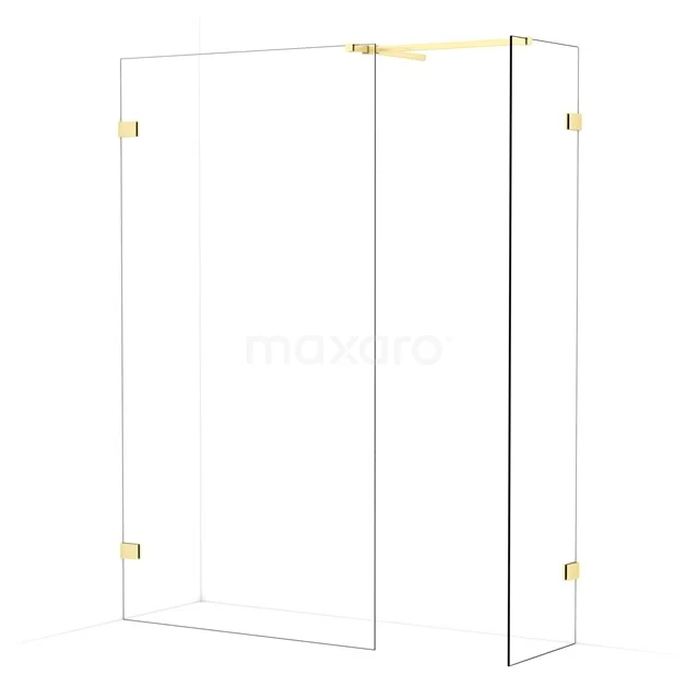 Diamond Walk-in shower | 110x50 cm Light gold Clear glass 2 fixed walls IDB1105520LG