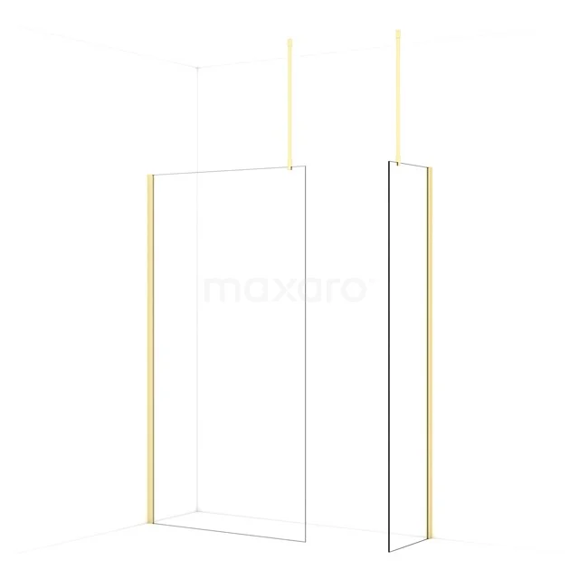 Diamond Walk-in shower | 110x50 cm Light gold Clear glass 2 fixed walls IDB1105910LG