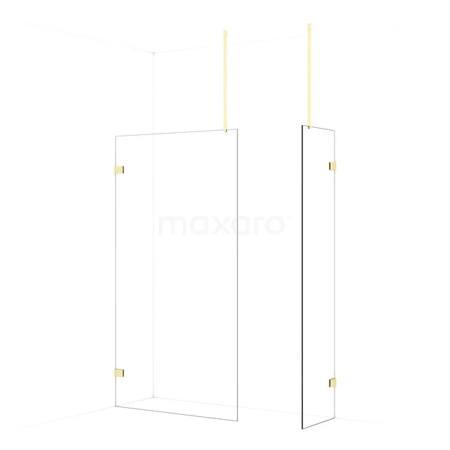 Diamond Walk-in shower | 110x50 cm Light gold Clear glass 2 fixed walls IDB1105920LG