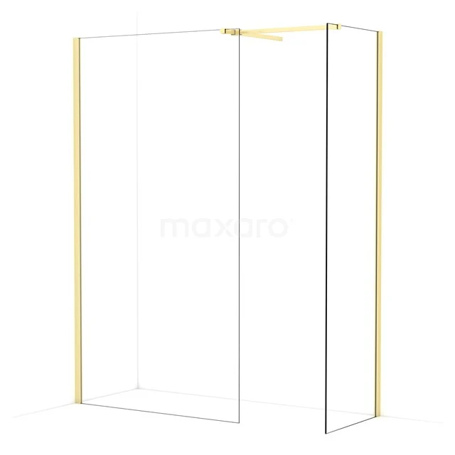 Diamond Walk-in shower | 110x60 cm Light gold Clear glass 2 fixed walls IDB1106510LG