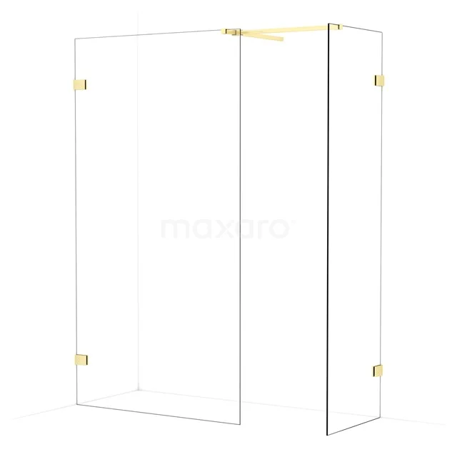 Diamond Walk-in shower | 110x60 cm Light gold Clear glass 2 fixed walls IDB1106520LG