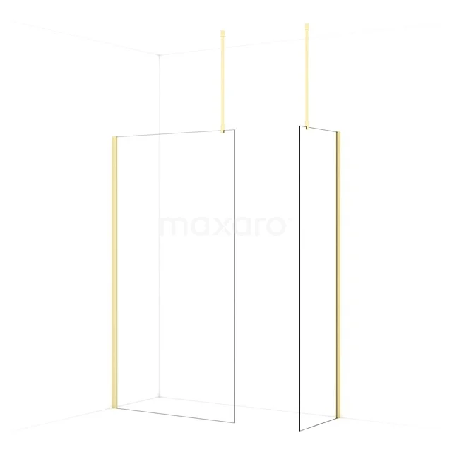 Diamond Walk-in shower | 110x60 cm Light gold Clear glass 2 fixed walls IDB1106910LG