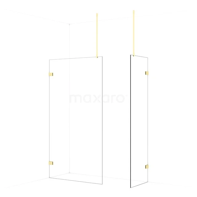 Diamond Walk-in shower | 110x60 cm Light gold Clear glass 2 fixed walls IDB1106920LG