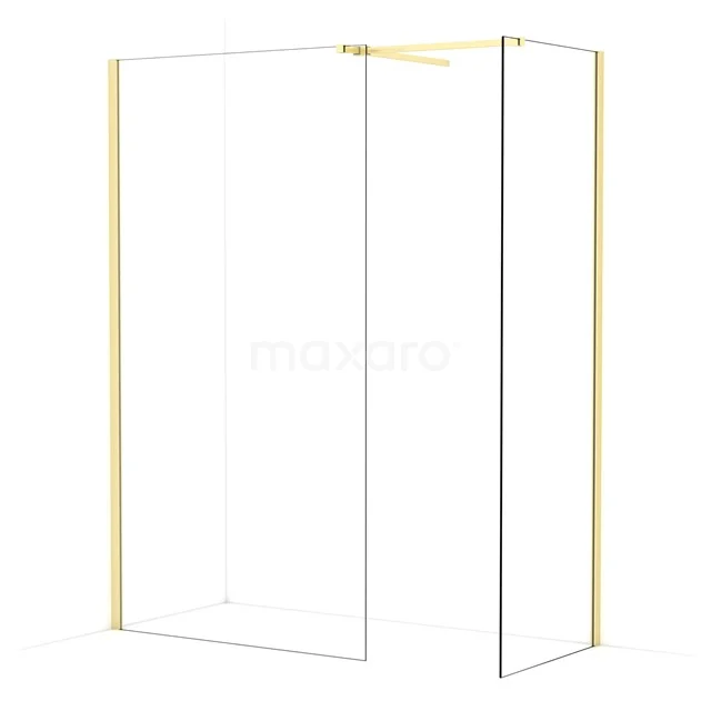Diamond Walk-in shower | 110x70 cm Light gold Clear glass 2 fixed walls IDB1107510LG
