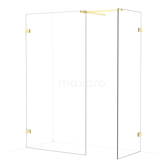 Diamond Walk-in shower | 110x70 cm Light gold Clear glass 2 fixed walls IDB1107520LG