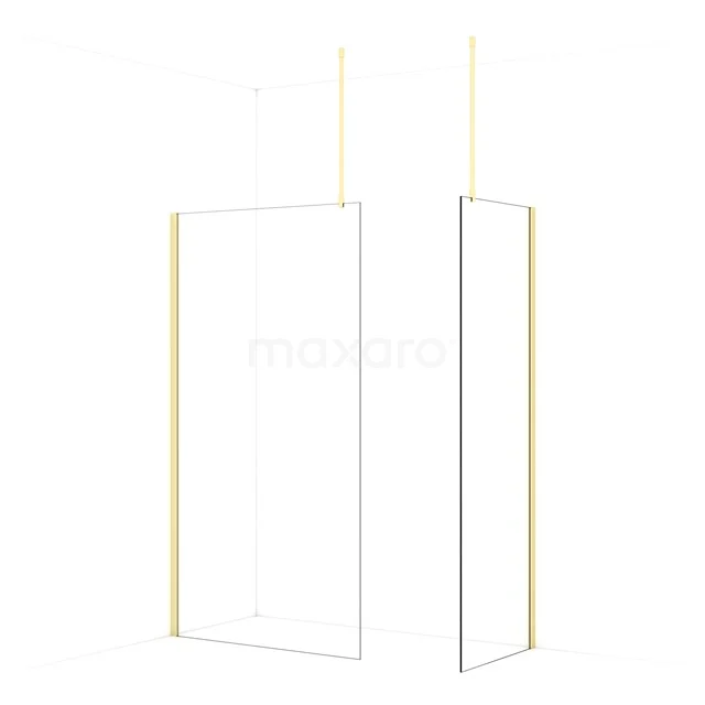 Diamond Walk-in shower | 110x70 cm Light gold Clear glass 2 fixed walls IDB1107910LG