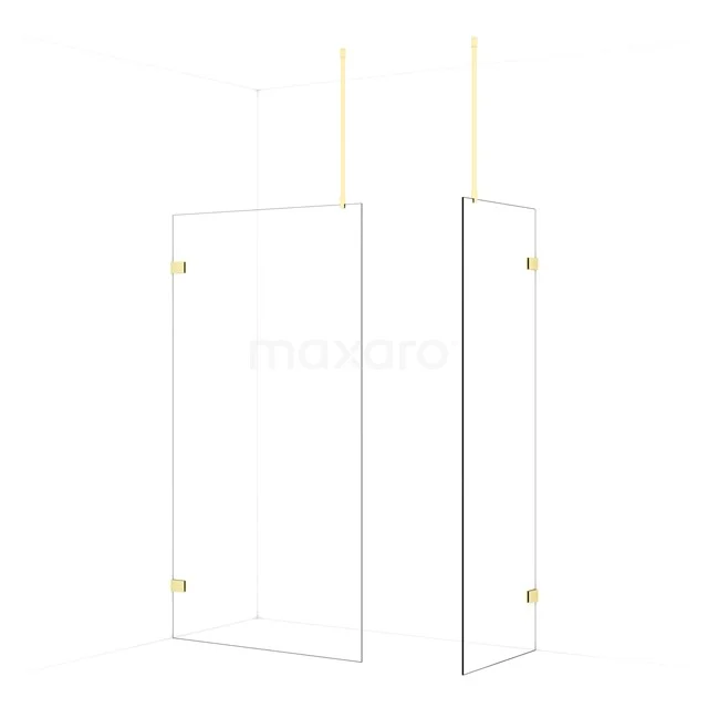Diamond Walk-in shower | 110x70 cm Light gold Clear glass 2 fixed walls IDB1107920LG