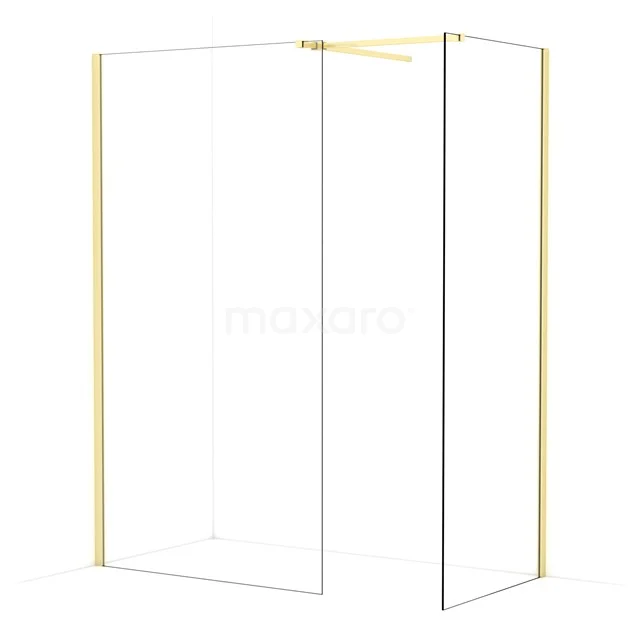 Diamond Walk-in shower | 110x80 cm Light gold Clear glass 2 fixed walls IDB1108510LG