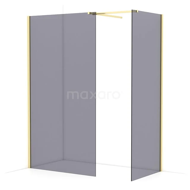 Diamond Walk-in shower | 110x80 cm Light gold Smoke glass 2 fixed walls IDB1108511LG