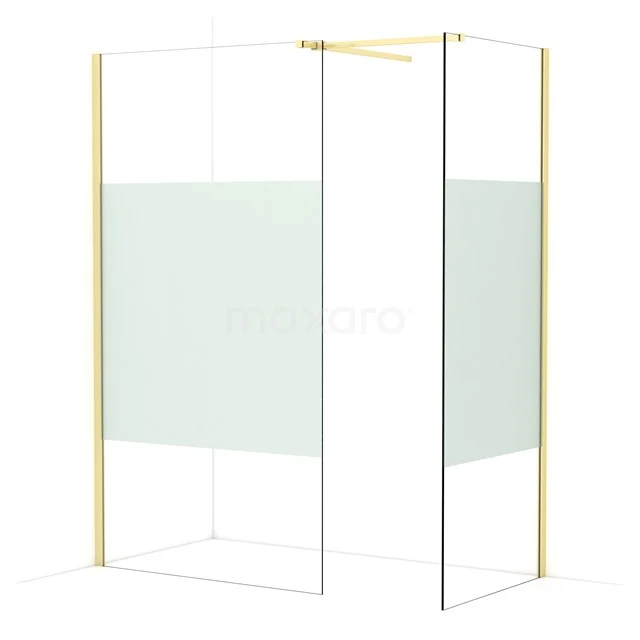 Diamond Walk-in shower | 110x80 cm Light gold Clear with matt strip 2 fixed walls IDB1108513LG