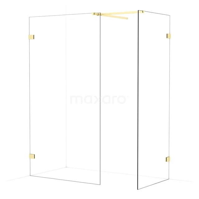 Diamond Walk-in shower | 110x80 cm Light gold Clear glass 2 fixed walls IDB1108520LG