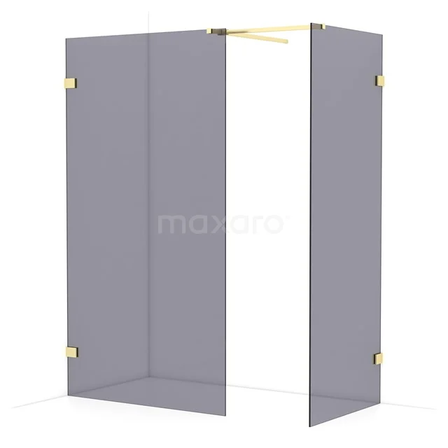 Diamond Walk-in shower | 110x80 cm Light gold Smoke glass 2 fixed walls IDB1108521LG