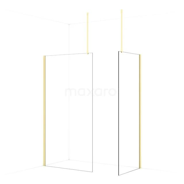 Diamond Walk-in shower | 110x80 cm Light gold Clear glass 2 fixed walls IDB1108910LG