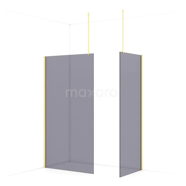 Diamond Walk-in shower | 110x80 cm Light gold Smoke glass 2 fixed walls IDB1108911LG