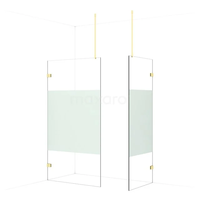 Diamond Walk-in shower | 110x80 cm Light gold Clear with matt strip 2 fixed walls IDB1108923LG