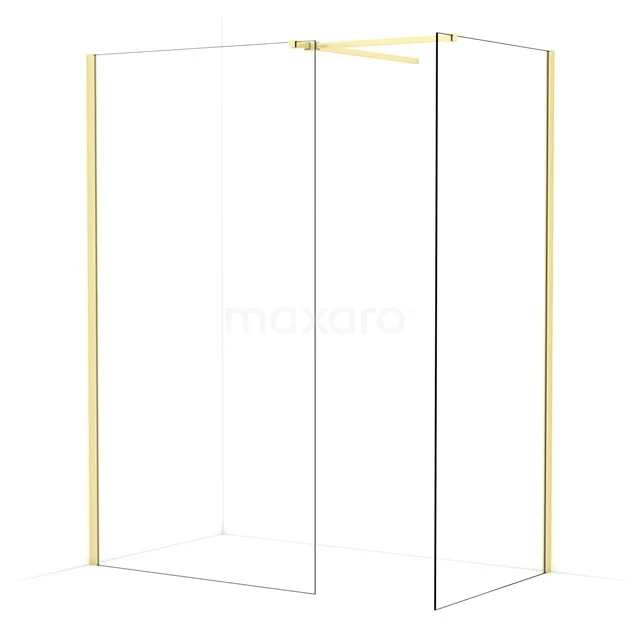 Diamond Walk-in shower | 110x90 cm Light gold Clear glass 2 fixed walls IDB1109510LG