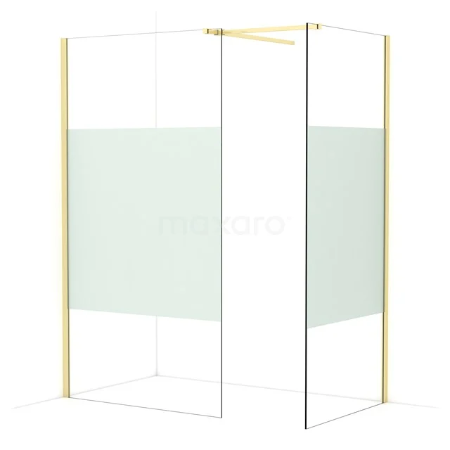 Diamond Walk-in shower | 110x90 cm Light gold Clear with matt strip 2 fixed walls IDB1109513LG