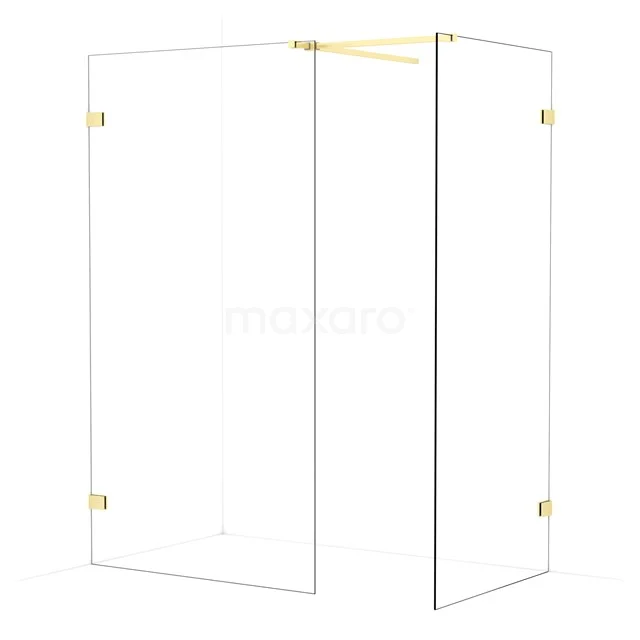 Diamond Walk-in shower | 110x90 cm Light gold Clear glass 2 fixed walls IDB1109520LG