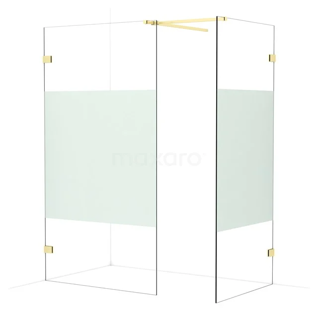 Diamond Walk-in shower | 110x90 cm Light gold Clear with matt strip 2 fixed walls IDB1109523LG