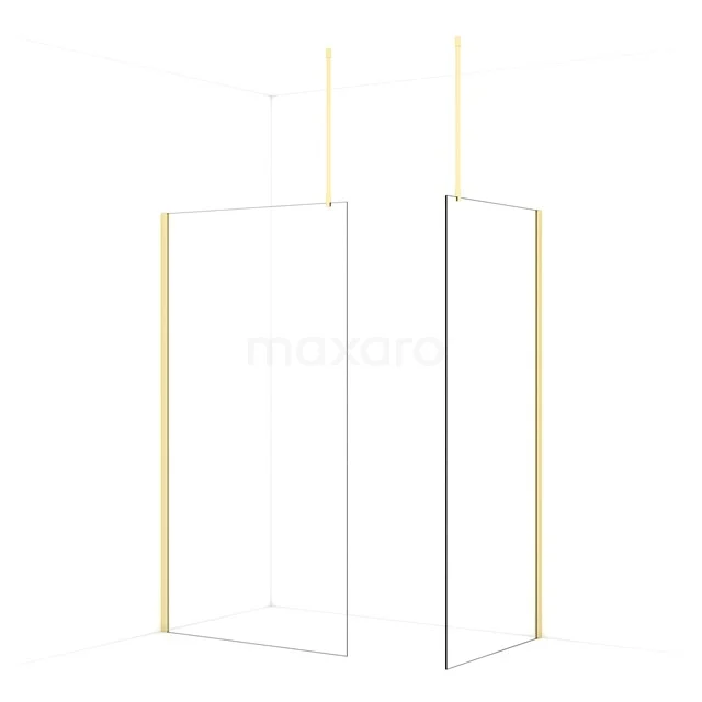 Diamond Walk-in shower | 110x90 cm Light gold Clear glass 2 fixed walls IDB1109910LG