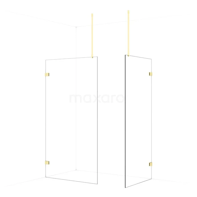 Diamond Walk-in shower | 110x90 cm Light gold Clear glass 2 fixed walls IDB1109920LG