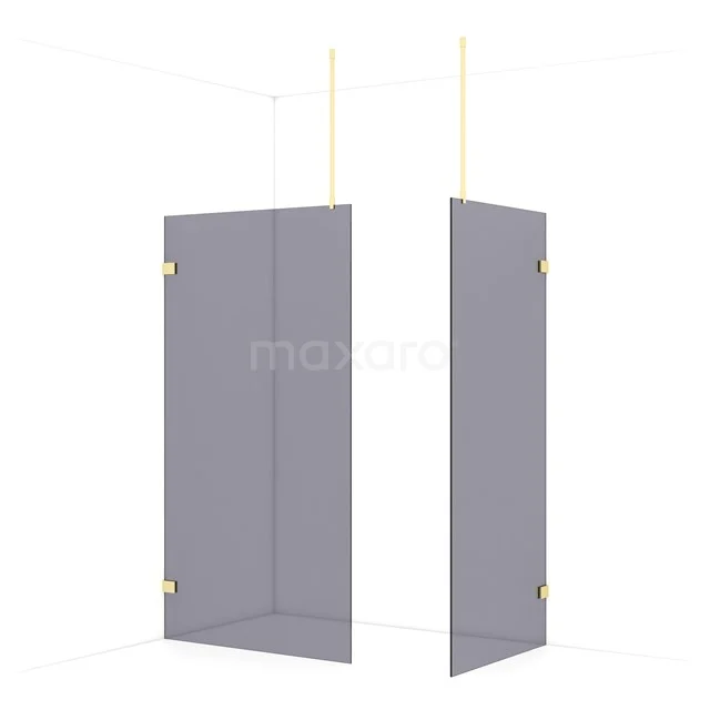 Diamond Walk-in shower | 110x90 cm Light gold Smoke glass 2 fixed walls IDB1109921LG