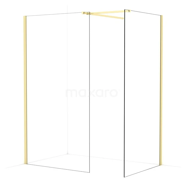 Diamond Walk-in shower | 110x100 cm Light gold Clear glass 2 fixed walls IDB1110510LG