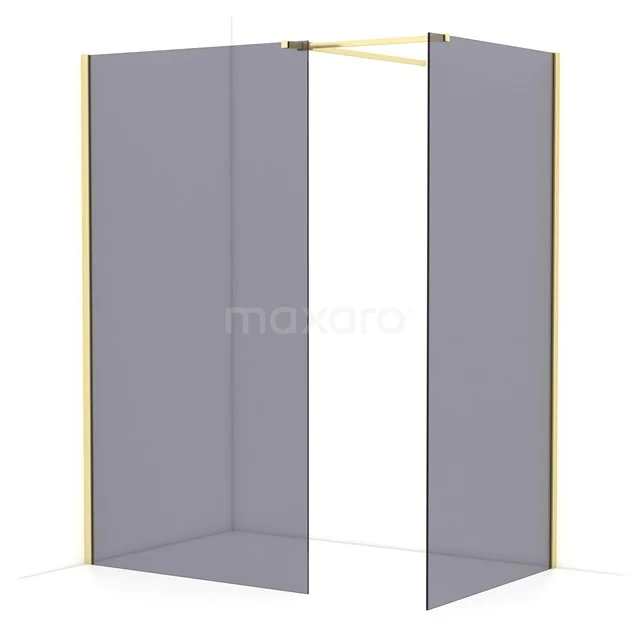 Diamond Walk-in shower | 110x100 cm Light gold Smoke glass 2 fixed walls IDB1110511LG